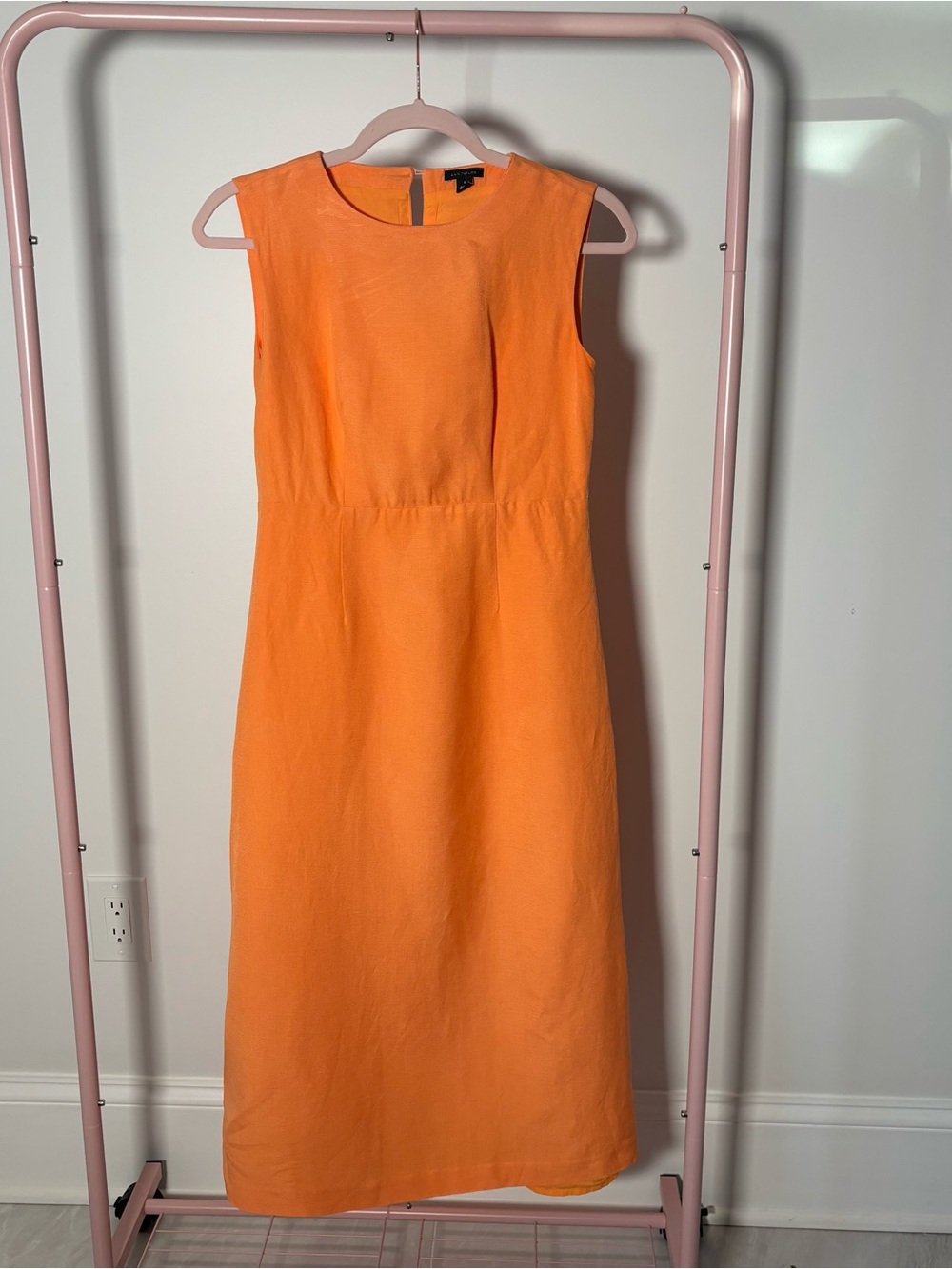 Ann Taylor Bright Orange Sleeveless Midi Dress